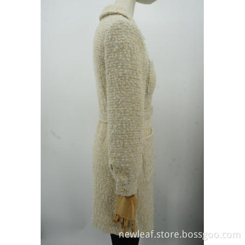 Ladies Coats Coats Langarm Tweed Stoff Ladies Kleid